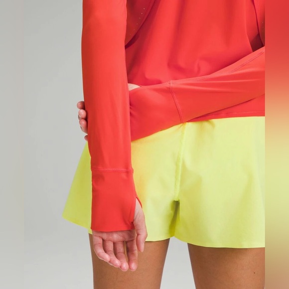 Lululemon UV Protection Fold-Over Running Long-Sleeve Shirt Solar Orange - Picture 3 of 8